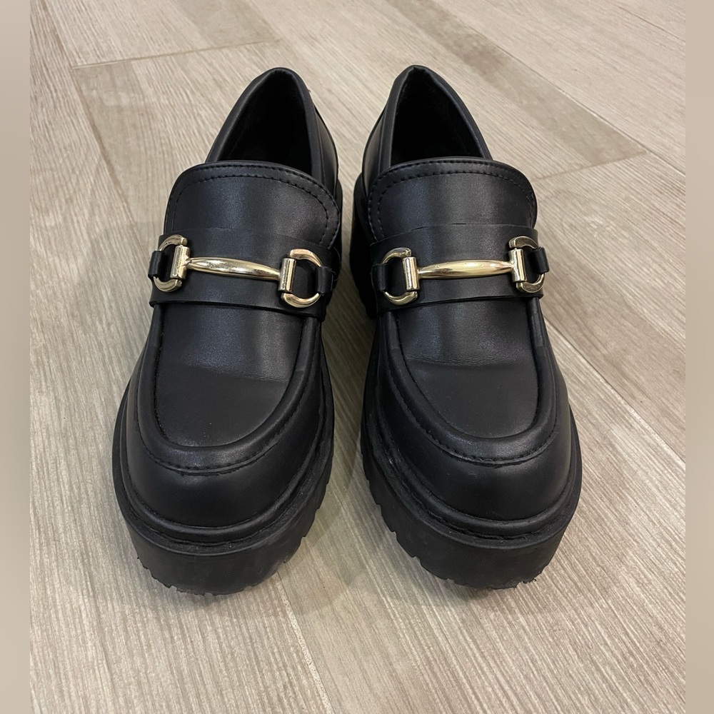 Steve Madden Heel Loafer Womens Approach Boots Black Size 6 Goth 90s